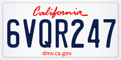 CA license plate 6VQR247