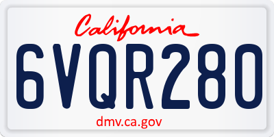 CA license plate 6VQR280