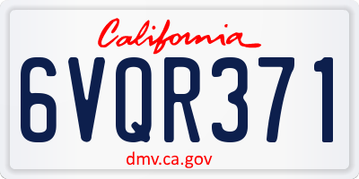 CA license plate 6VQR371