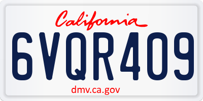 CA license plate 6VQR409