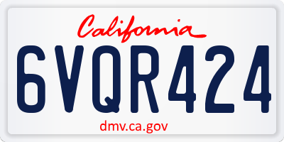CA license plate 6VQR424