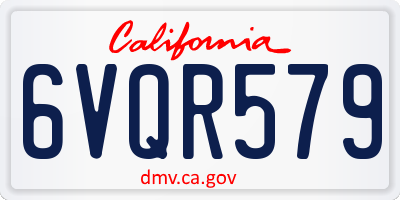 CA license plate 6VQR579