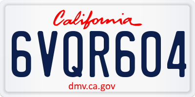 CA license plate 6VQR604