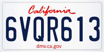 CA license plate 6VQR613