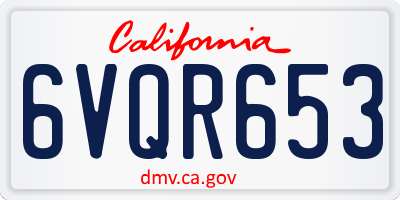 CA license plate 6VQR653