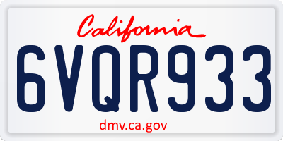 CA license plate 6VQR933