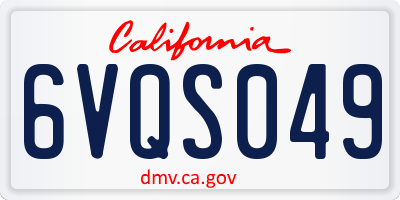 CA license plate 6VQS049