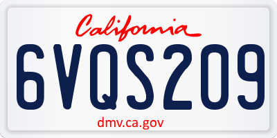 CA license plate 6VQS209