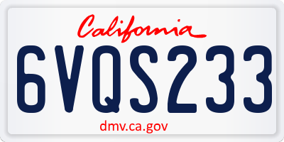 CA license plate 6VQS233