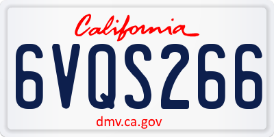 CA license plate 6VQS266