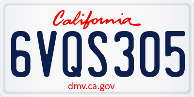 CA license plate 6VQS305