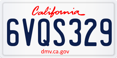 CA license plate 6VQS329