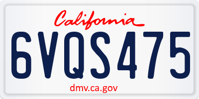 CA license plate 6VQS475