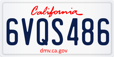 CA license plate 6VQS486