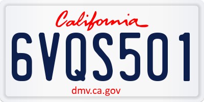 CA license plate 6VQS501