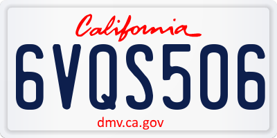 CA license plate 6VQS506