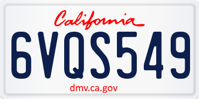 CA license plate 6VQS549