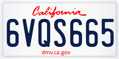 CA license plate 6VQS665