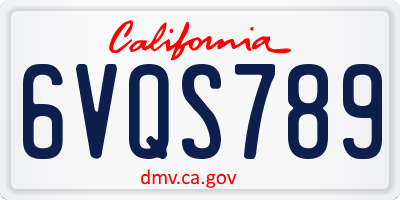 CA license plate 6VQS789
