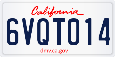 CA license plate 6VQT014