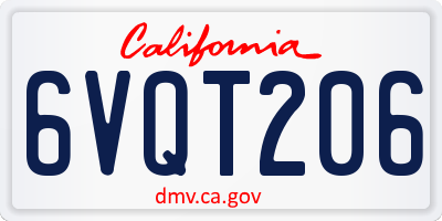 CA license plate 6VQT206