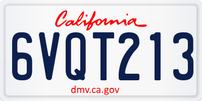 CA license plate 6VQT213