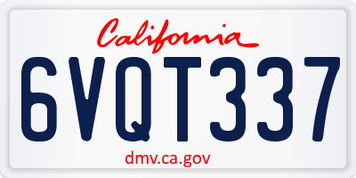 CA license plate 6VQT337