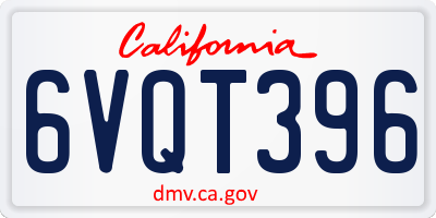 CA license plate 6VQT396