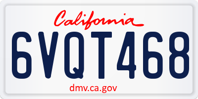 CA license plate 6VQT468