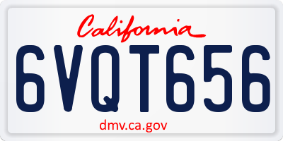 CA license plate 6VQT656