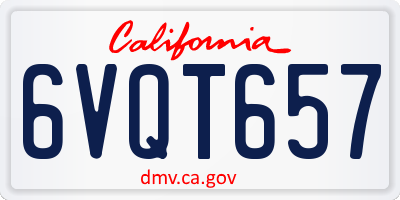 CA license plate 6VQT657