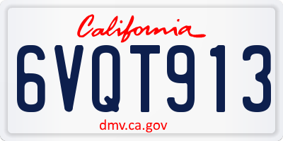CA license plate 6VQT913