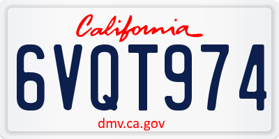 CA license plate 6VQT974