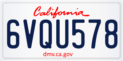 CA license plate 6VQU578