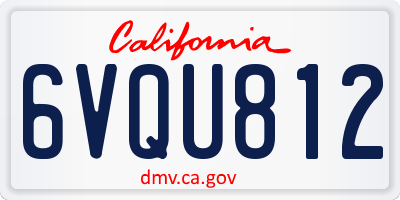 CA license plate 6VQU812