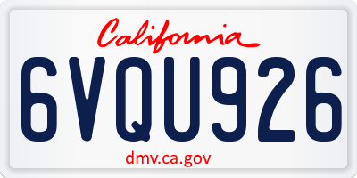 CA license plate 6VQU926