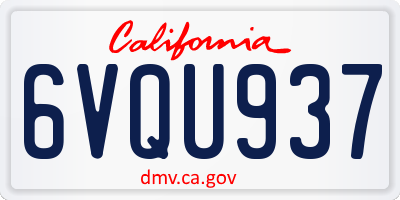 CA license plate 6VQU937