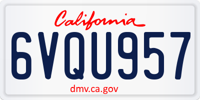 CA license plate 6VQU957