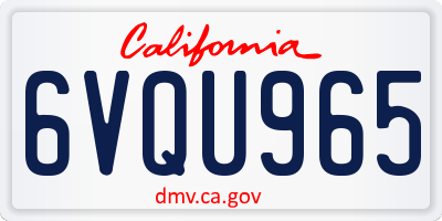 CA license plate 6VQU965