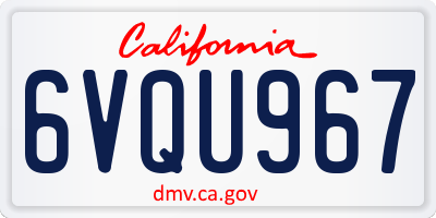 CA license plate 6VQU967