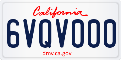 CA license plate 6VQV000