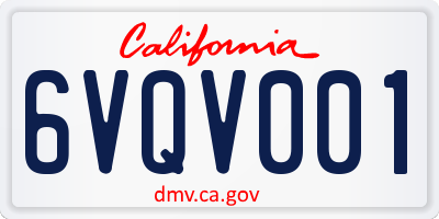 CA license plate 6VQV001