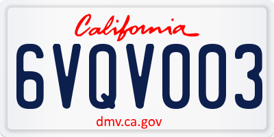 CA license plate 6VQV003