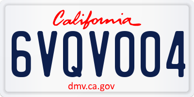 CA license plate 6VQV004