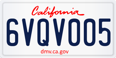 CA license plate 6VQV005