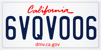 CA license plate 6VQV006
