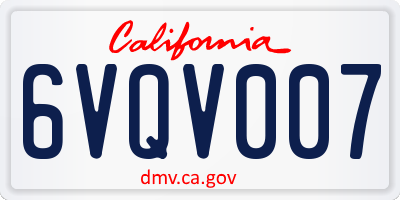 CA license plate 6VQV007