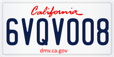 CA license plate 6VQV008