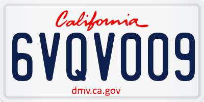 CA license plate 6VQV009