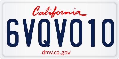 CA license plate 6VQV010